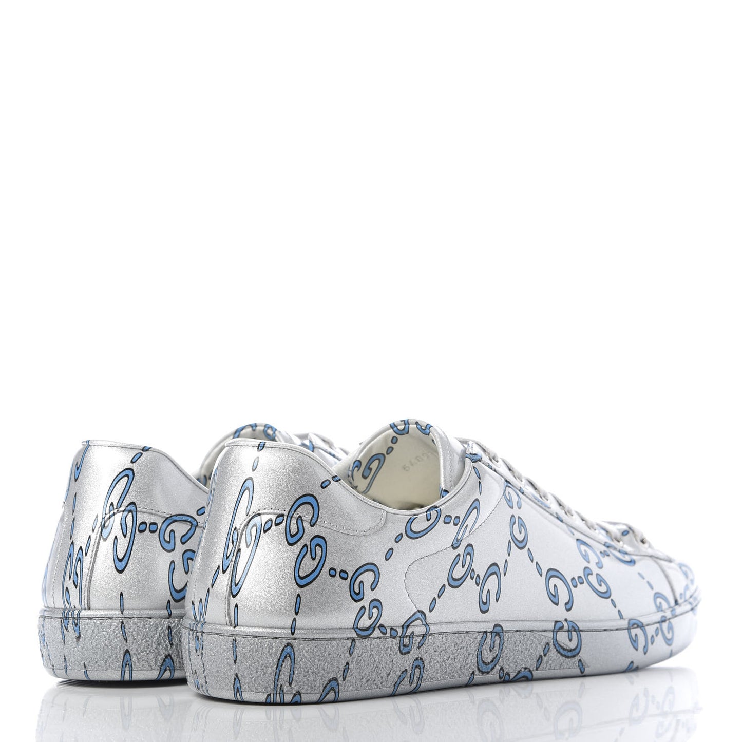 Miro Rubber Wax GucciGhost Print Mens New Ace Sneakers 10 Silver
