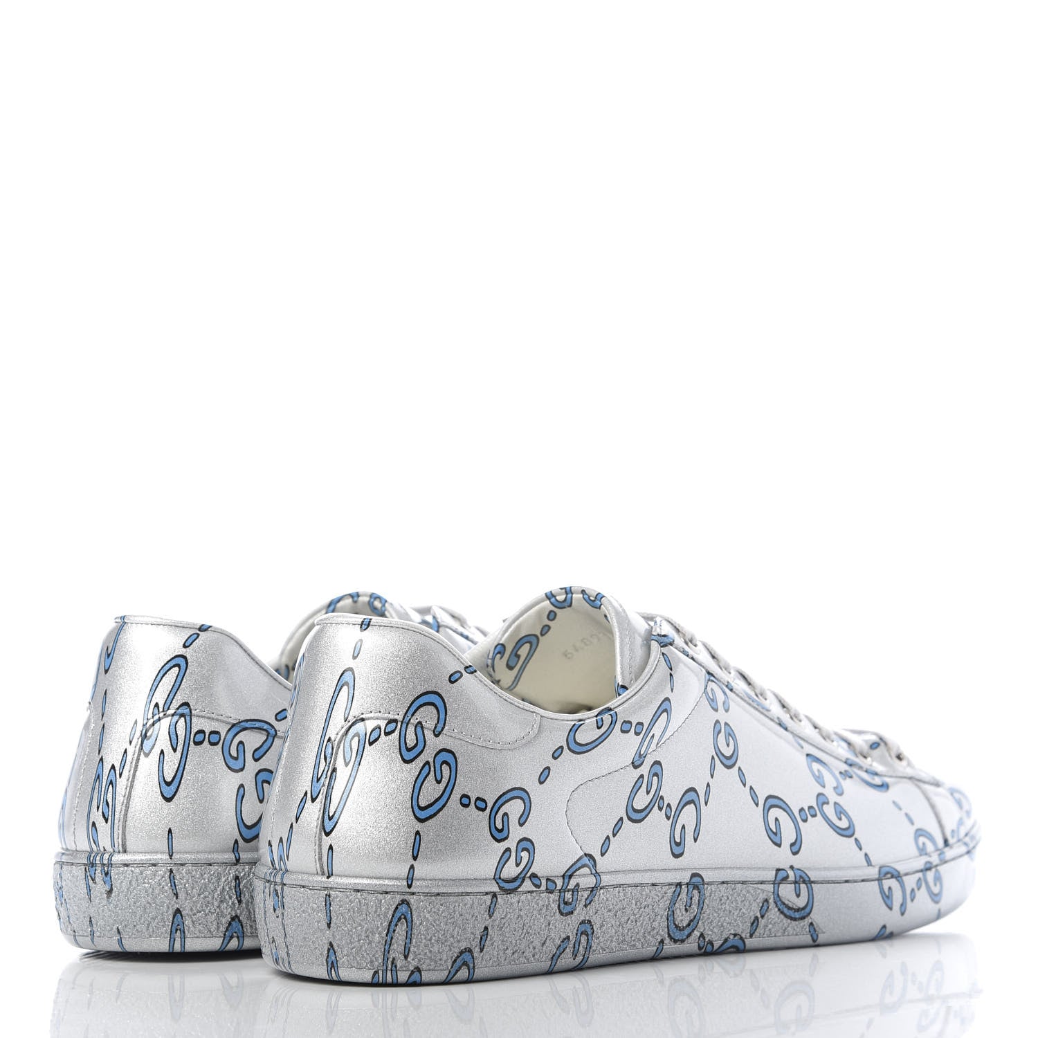 Gucci Miro Rubber Wax GucciGhost Print Mens New Ace Sneakers 10 Silver 4 of 10
