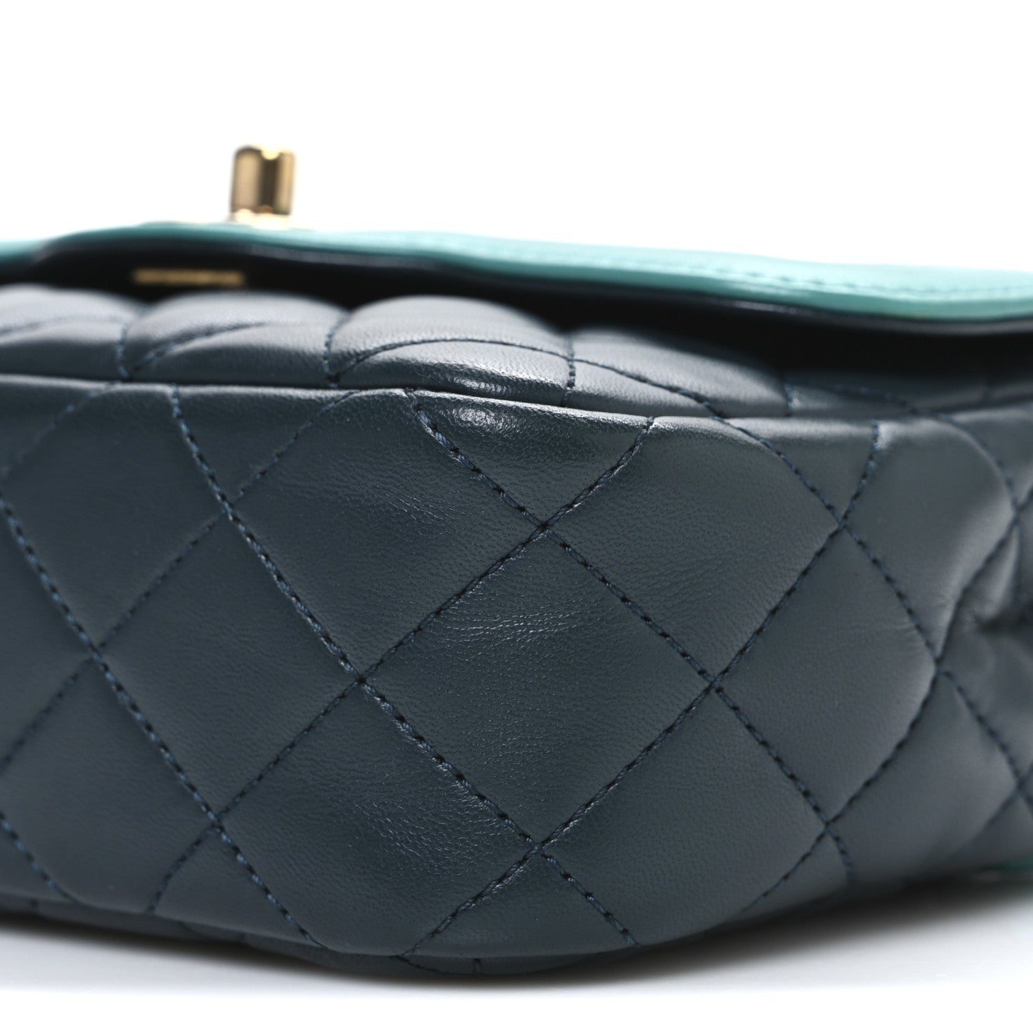 Chanel Lambskin Quilted Two Tone Day Flap Navy Turquoise 10 of 10