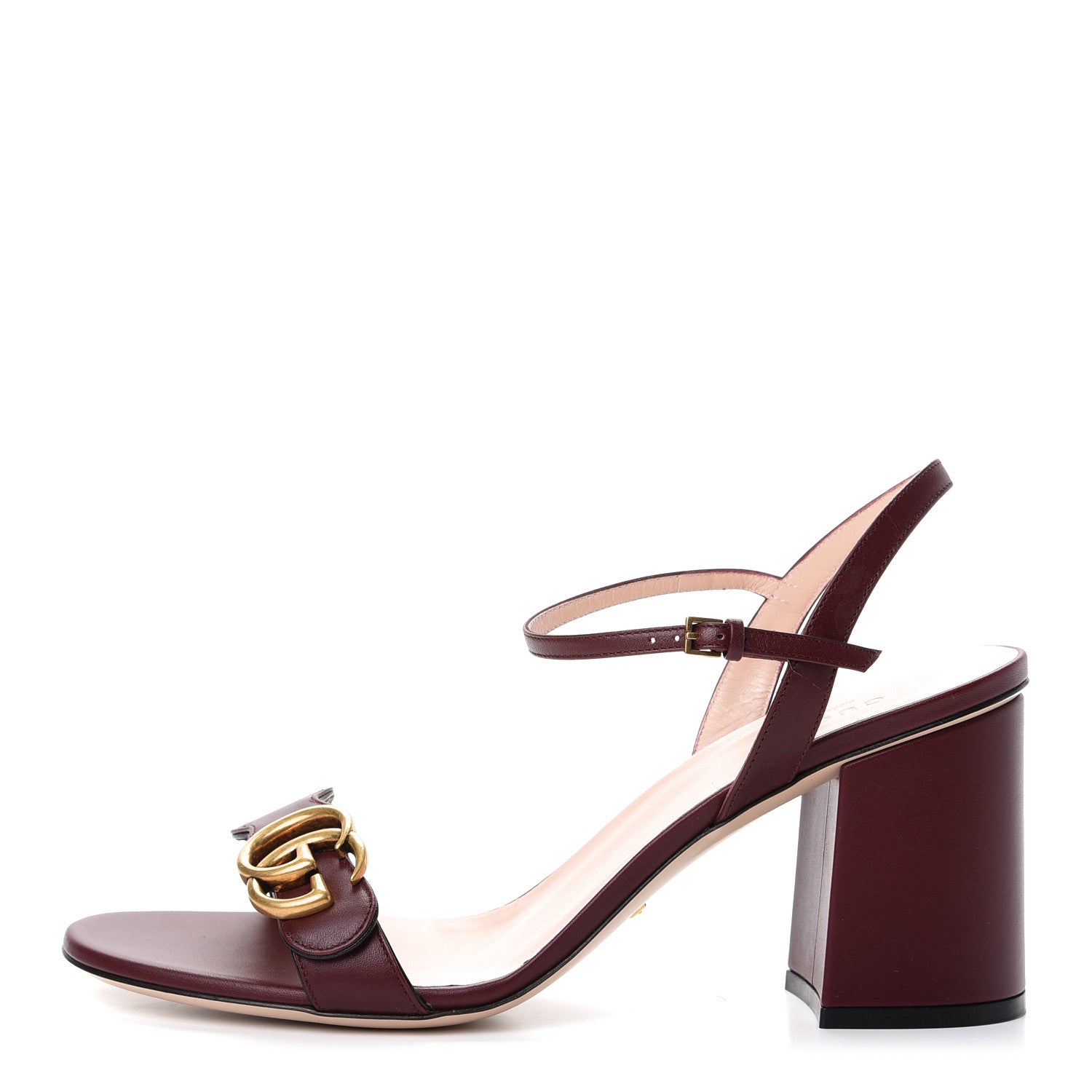 Gucci Lifford Calfskin GG Marmont Ankle Wrap 75mm Sandals 40 Vintage Bordeaux 1 of 10