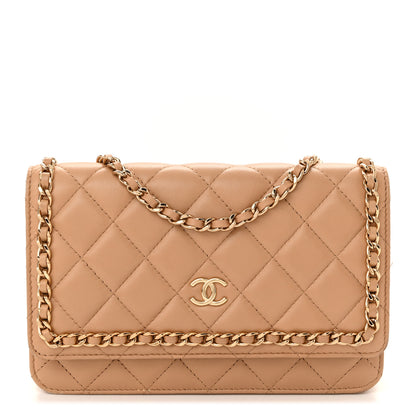 Chanel Lambskin Quilted Chain Around Wallet On Chain WOC Beige 1 of 11