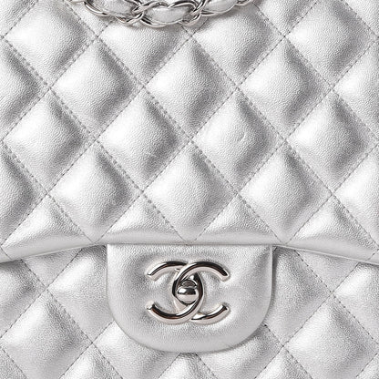 Chanel Metallic Lambskin Quilted Jumbo Single Flap Silver 8 of 8