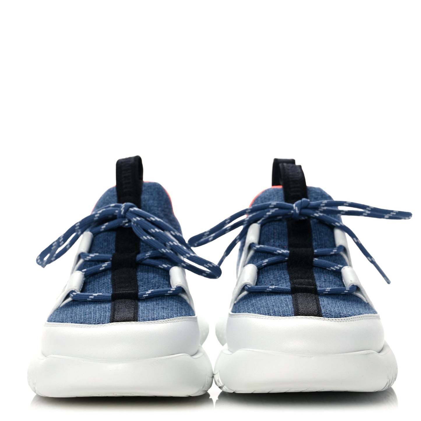 Technical Canvas Calfskin Womens Duel Sneakers 36.5 Blue Jean Multicolor