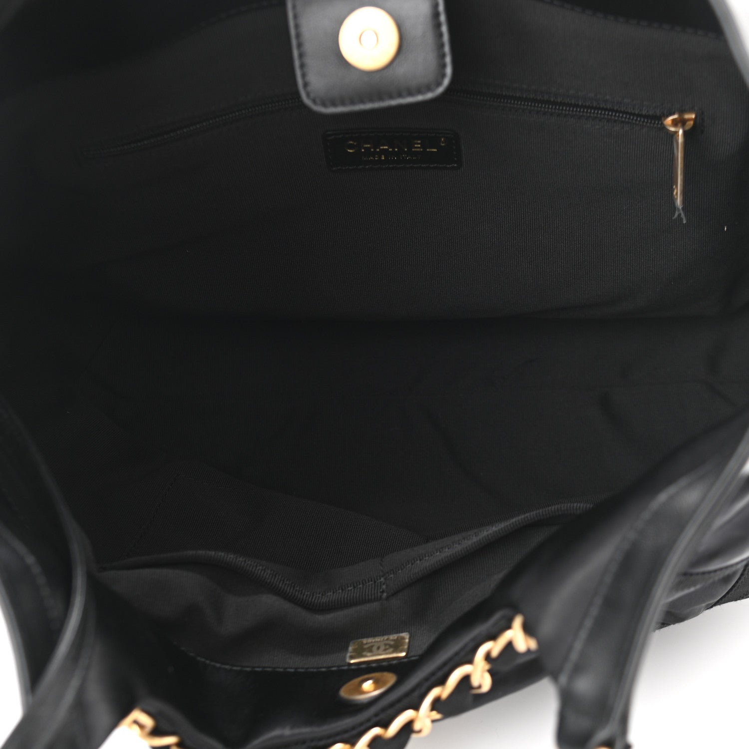 Chanel Nylon Grosgrain Quilted Lifestyle Shopping Tote Black 5 of 12