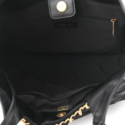 Chanel Nylon Grosgrain Quilted Lifestyle Shopping Tote Black 5 of 12