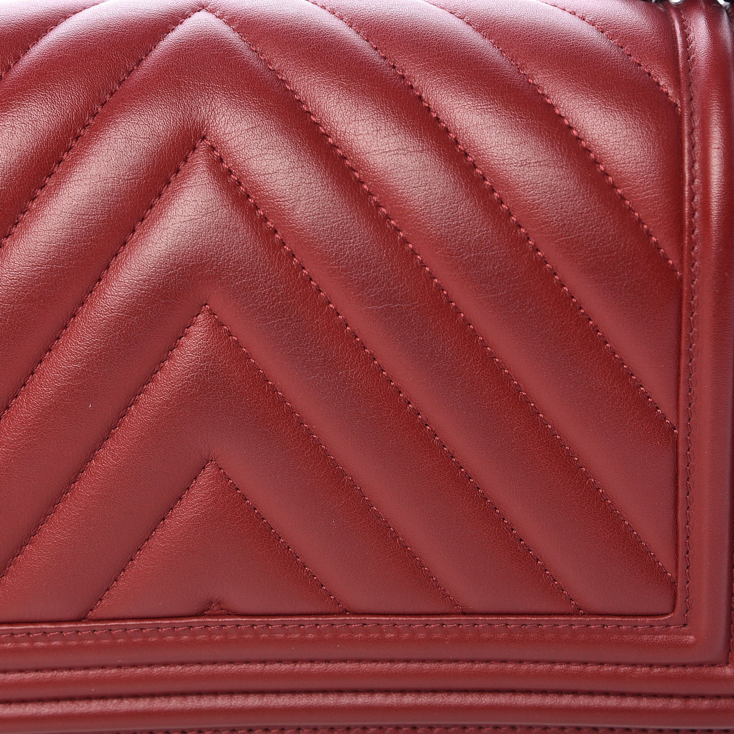 Calfskin Chevron Quilted Medium Boy Flap Dark Red