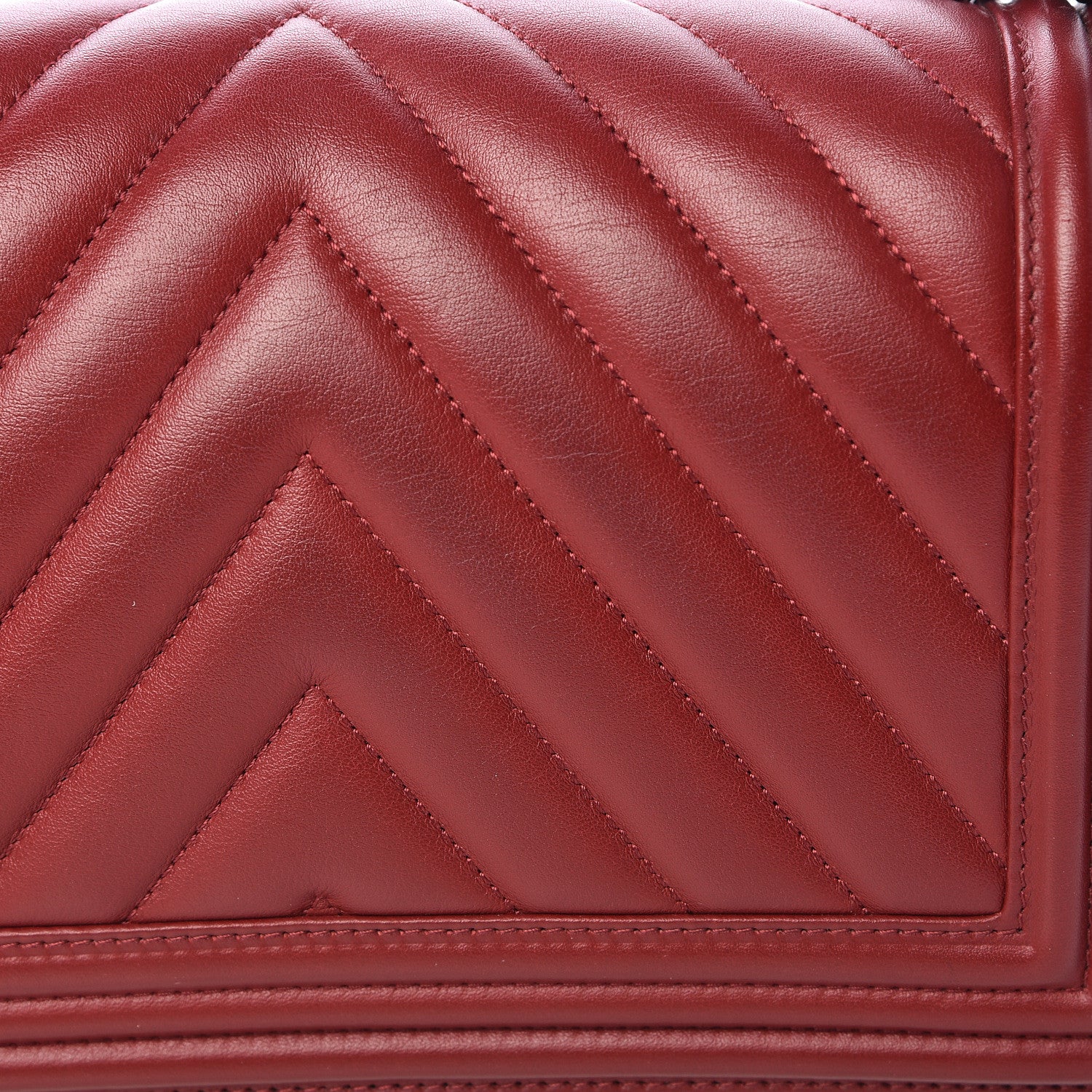 Chanel Calfskin Chevron Quilted Medium Boy Flap Dark Red 18 of 18