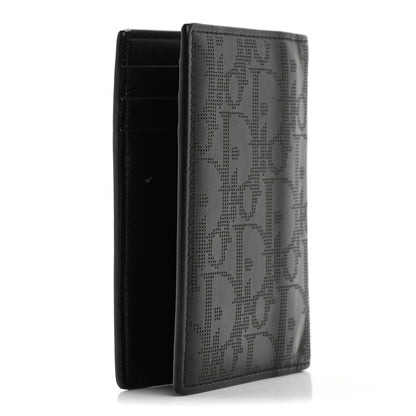 Christian Dior Calfskin Perforated Oblique Bi-Fold Card Holder Black 3 of 8