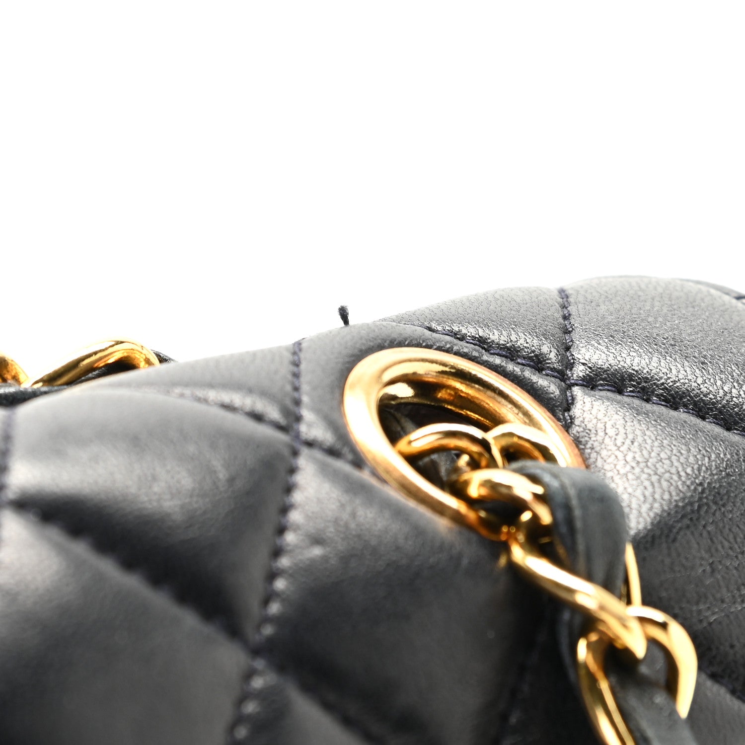 Chanel Lambskin Quilted Medium Single Flap Navy Blue 14 of 15