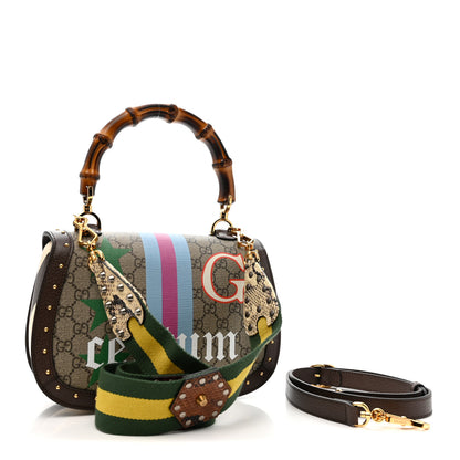 Gucci GG Supreme Monogram Studded Calfskin 100 Centennial Geometric Medium Bamboo 1947 Top Handle Bag Beige Ebony Multicolor 4 of 11