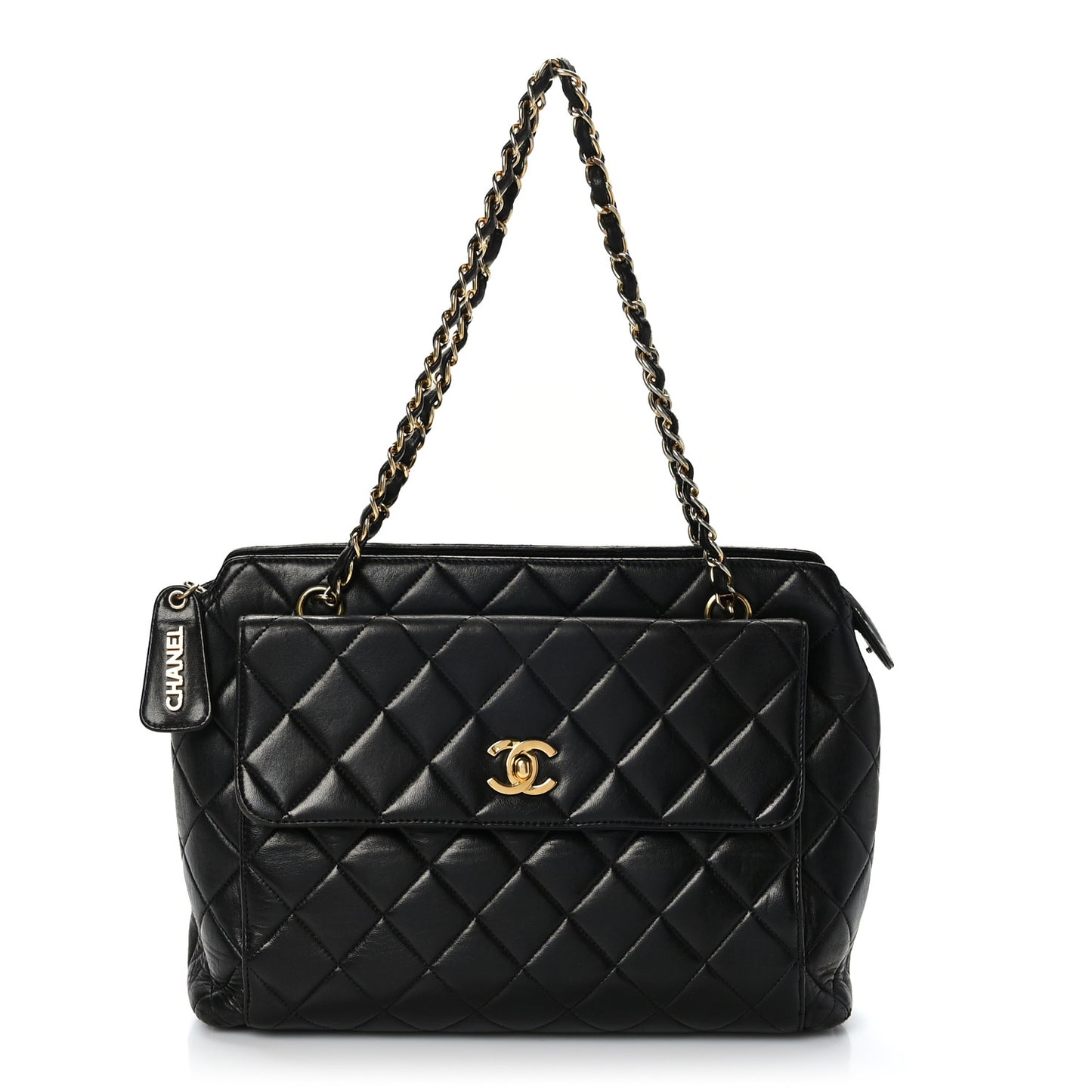 Lambskin Quilted Flap Shoulder Bag Black