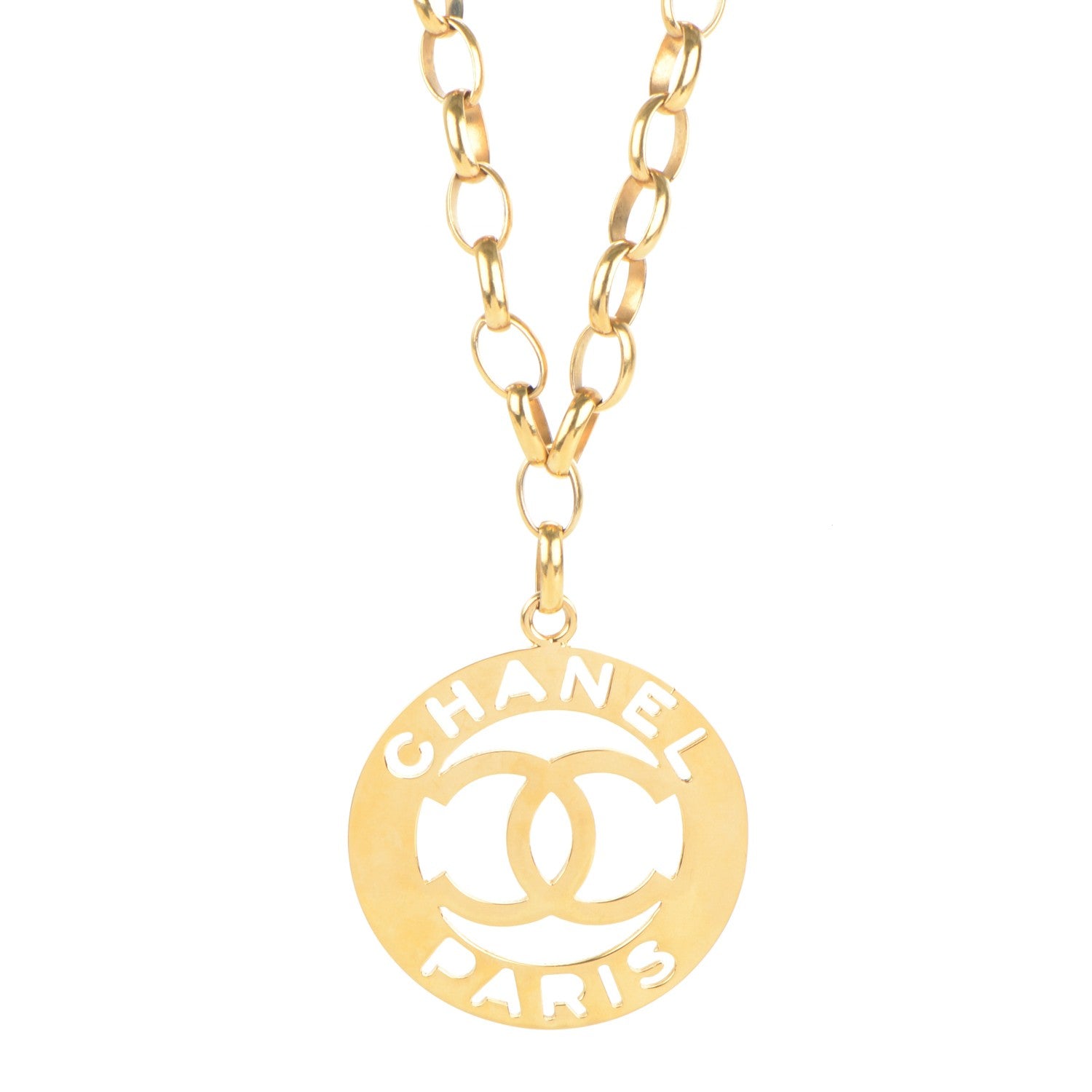 Chanel CC Medallion Long Chain Necklace Gold 1 of 5