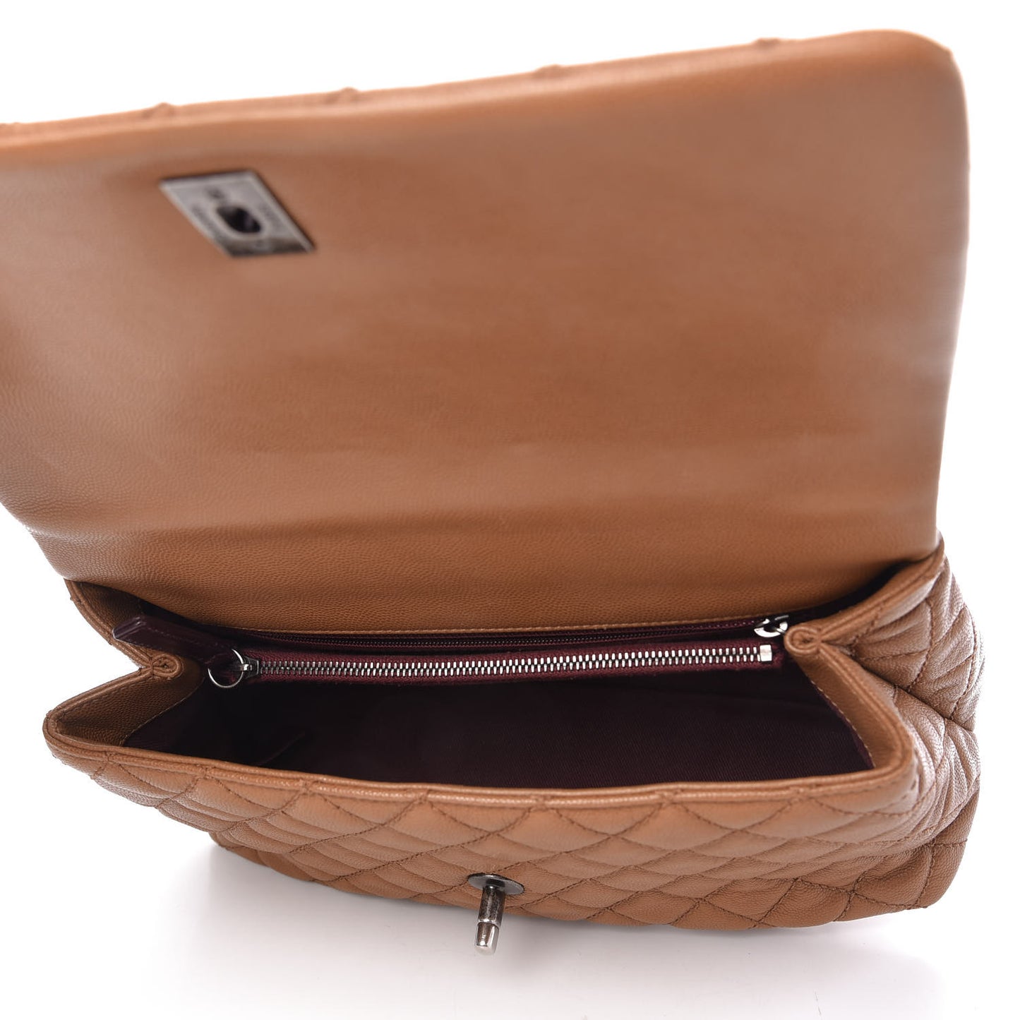 Caviar Quilted Small Coco Handle Flap Camel