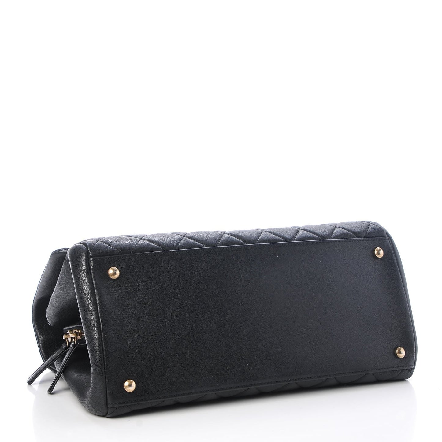 Shiny Sheepskin Quilted Large Trapezio Flap Black