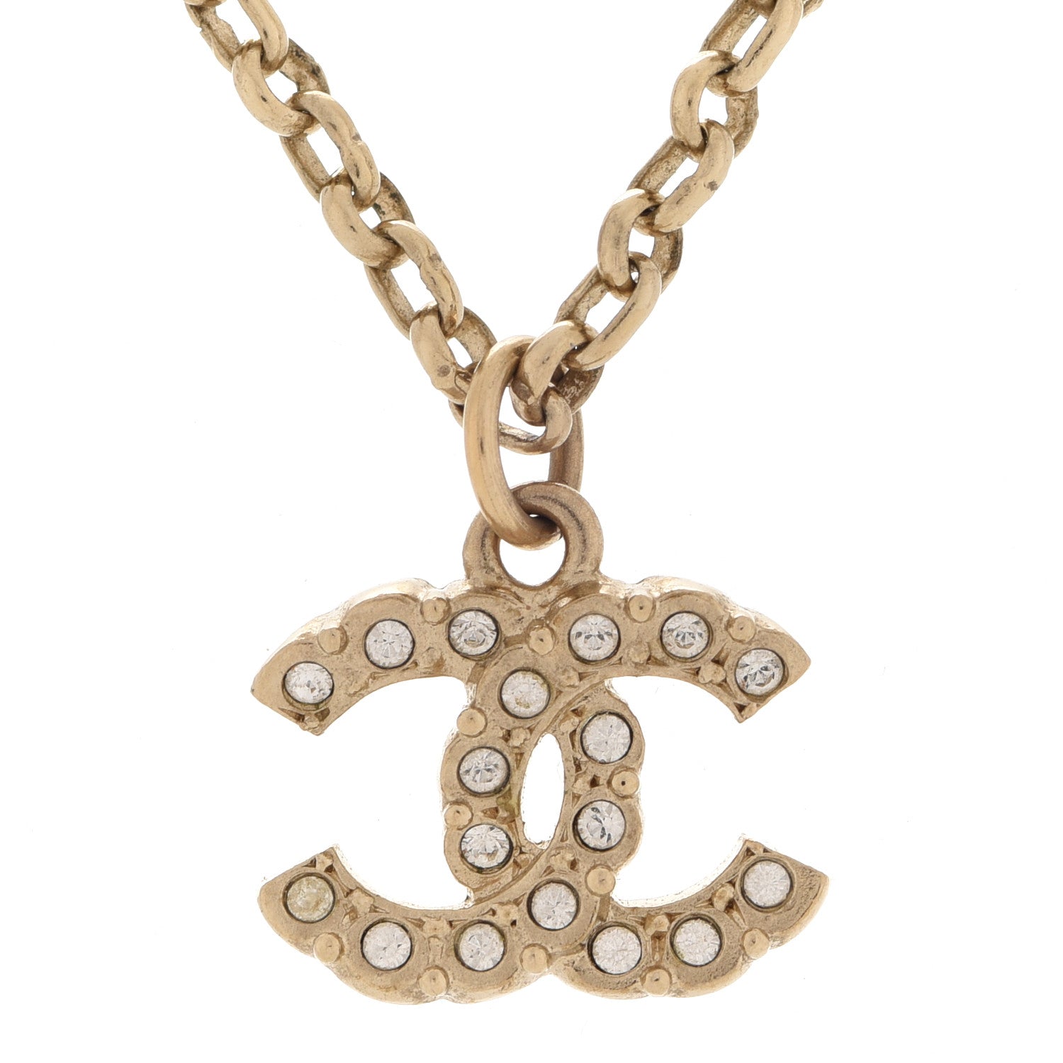 Chanel Pearl Crystal CC Pendant Necklace Gold 4 of 6