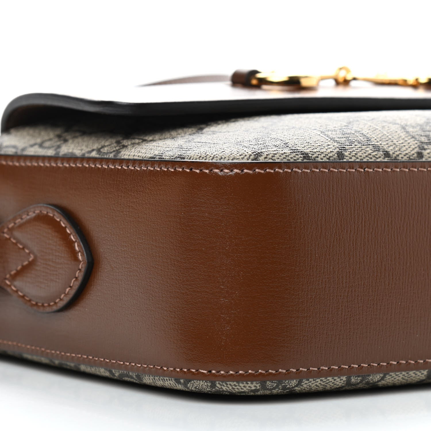 Gucci GG Supreme Monogram Small Horsebit 1955 Shoulder Bag Beige Brown Sugar 8 of 9