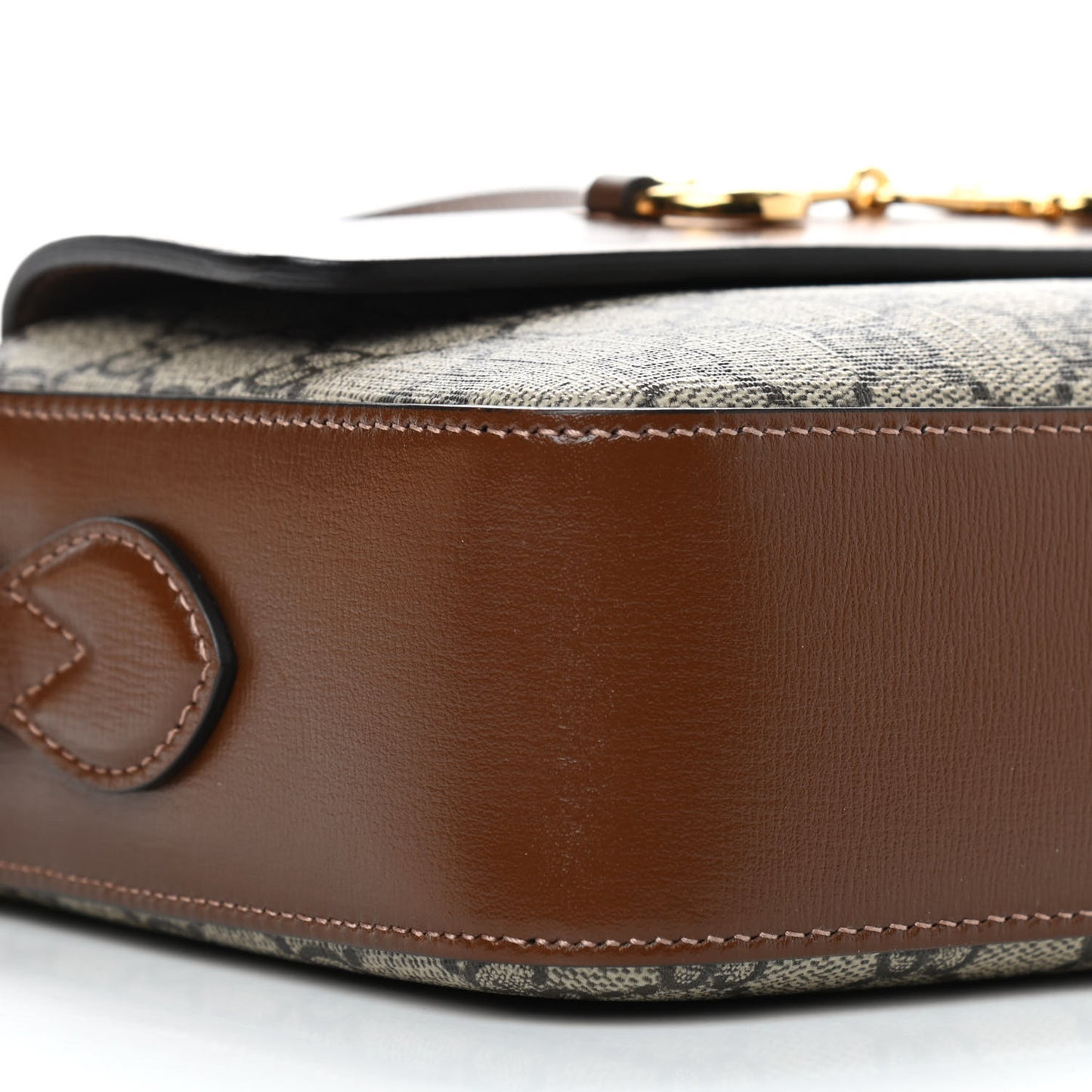 GG Supreme Monogram Small Horsebit 1955 Shoulder Bag Beige Brown Sugar