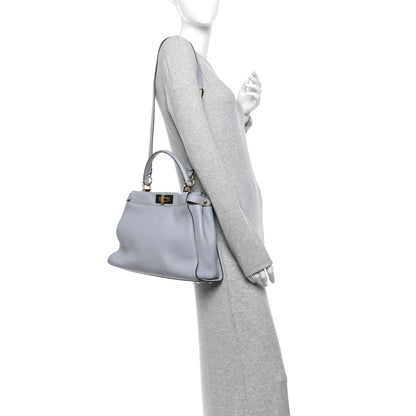 Fendi Vitello Seta Shiny Nappa Medium Peekaboo Iconic Satchel Ardesia Amido 2 of 10