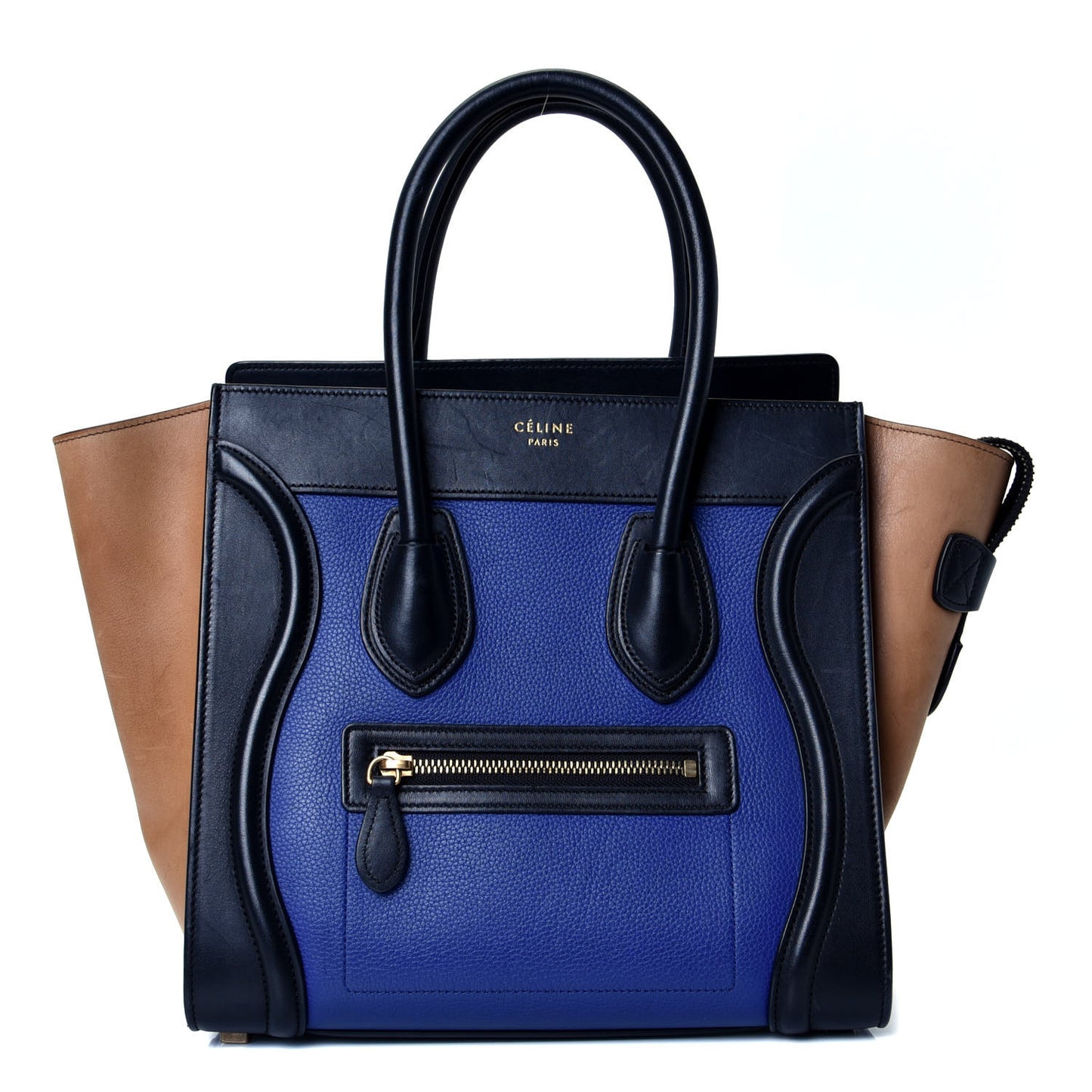 Smooth Drummed Calfskin Micro Tri-Color Luggage Indigo