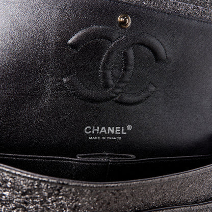 Chanel Metallic Crackled Calfskin Medium Double Flap Dark Silver 6 of 11