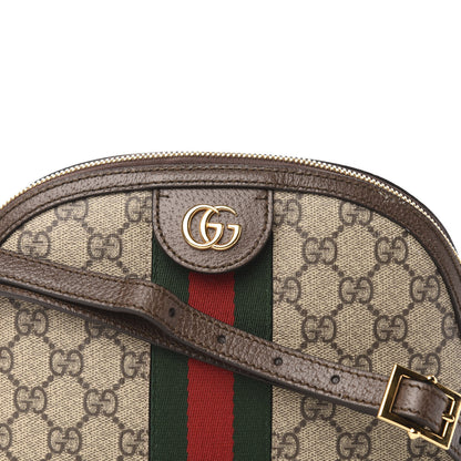 Gucci GG Supreme Monogram Textured Dollar Calfskin Web Small Ophidia Dome Shoulder Bag Beige Ebony New Acero 11 of 12