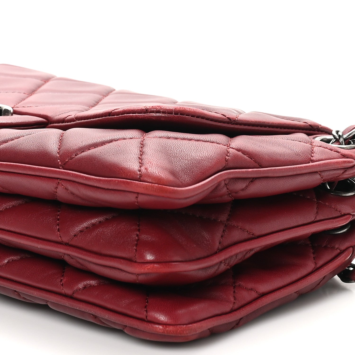 Chanel Lambskin Quilted Chanel 3 Accordion Flap Bag Red 10 of 11