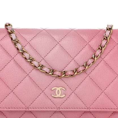Chanel Cloudy Pearly Goatskin Quilted Wallet On Chain WOC Light Pink 9 of 11