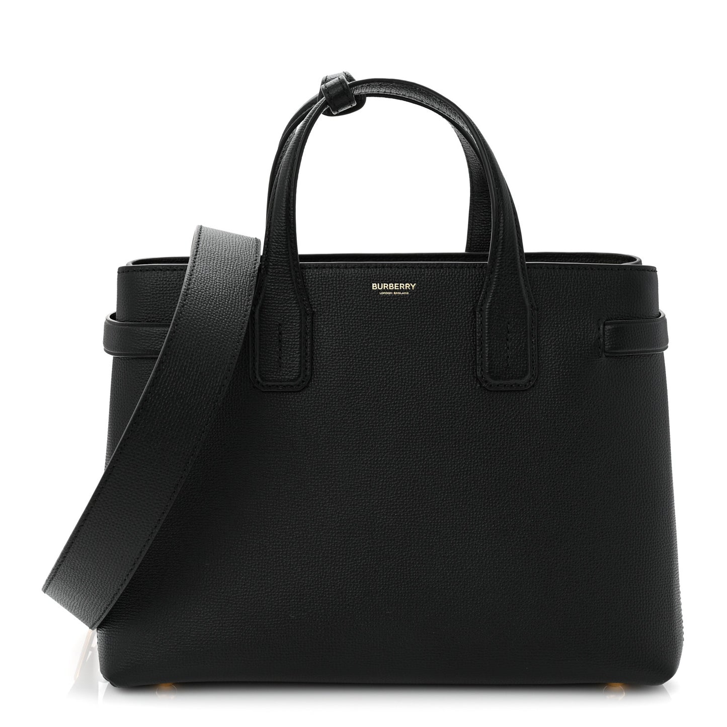 Grainy Calfskin House Check Medium Banner Tote Black
