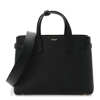 Burberry Grainy Calfskin House Check Medium Banner Tote Black 1 of 9