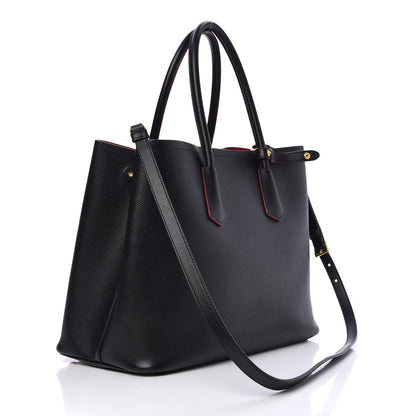 Prada Saffiano Cuir Large Double Bag Black Ciliegia 4 of 8