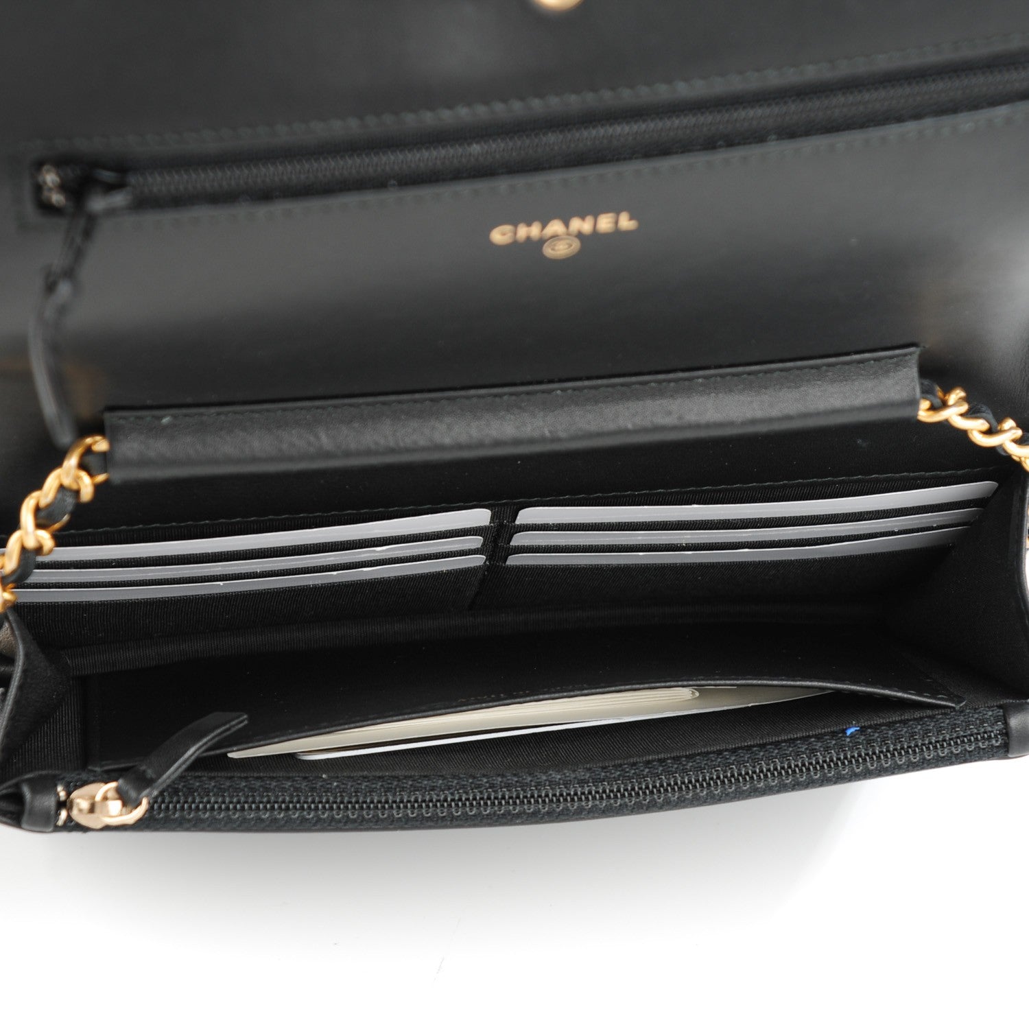Chanel Calfskin Caviar Chevron Quilted Medium Mixed Boy Wallet On Chain WOC Black 7 of 9