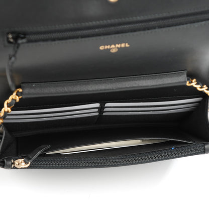 Chanel Calfskin Caviar Chevron Quilted Medium Mixed Boy Wallet On Chain WOC Black 7 of 9