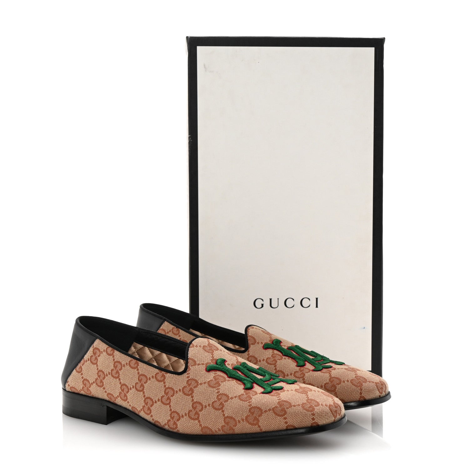 Gucci X MLB GG Monogram LA Dodgers Embroidered Mens Loafers 8 Beige Ruggine Black 9 of 9