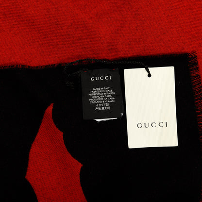 Gucci Wool Bat Scarf Black Red 4 of 4