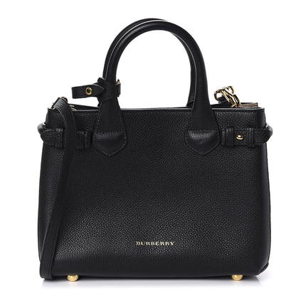 Burberry Grainy Calfskin House Check Small Banner Tote Black 1 of 9