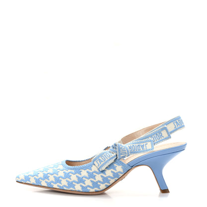 Christian Dior Micro PDP Cotton Houndstooth J'Adior Slingback 65mm Pumps 37 Cornflower 1 of 8