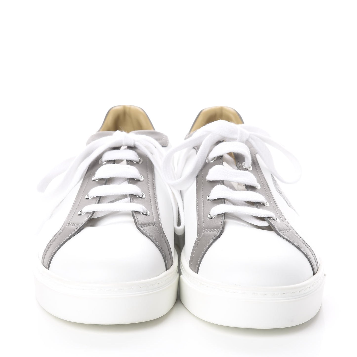 Calfskin Mens Wing Sneakers 43 White Grey