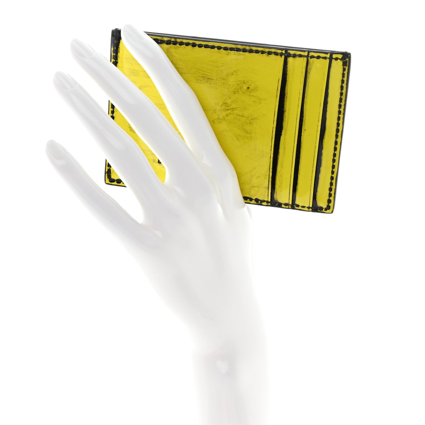 Patent Maxi Intrecciato Cassette Card Holder New Chartreuse Black