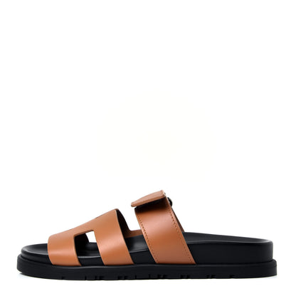 Hermes Calfskin Womens Chypre Sandals 35 Gold 1 of 6