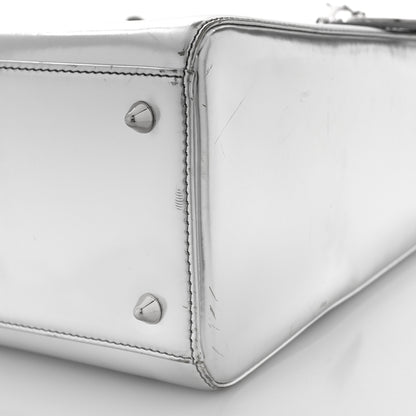 Christian Dior Metallic Patent Calfskin Medium Lady Dior Silver 8 of 12