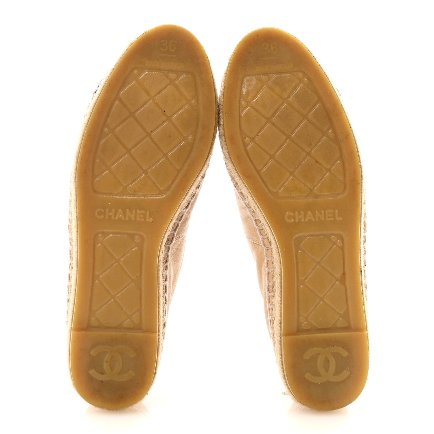 Chanel Lambskin CC Espadrilles 36 Beige Black 6 of 9