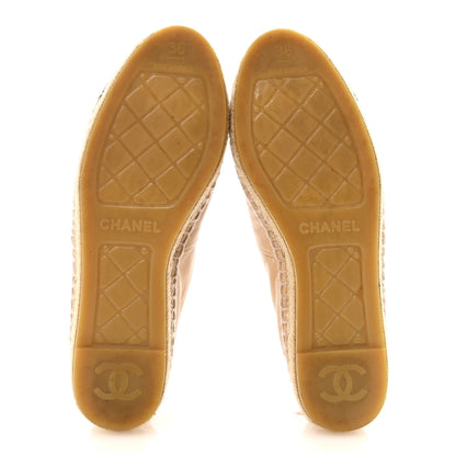 Chanel Lambskin CC Espadrilles 36 Beige Black 6 of 9