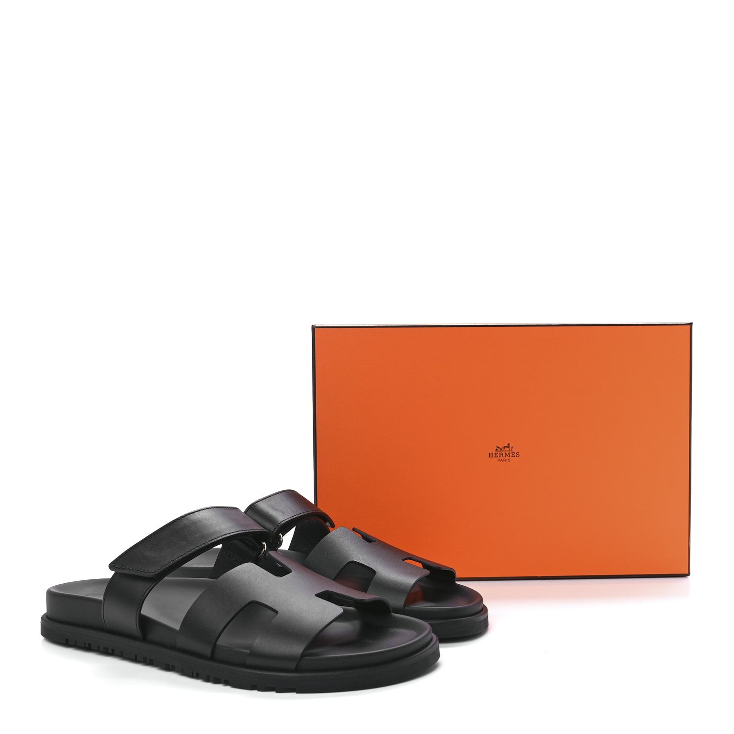 Hermes Calfskin Womens Chypre Sandals 40 Black 9 of 9