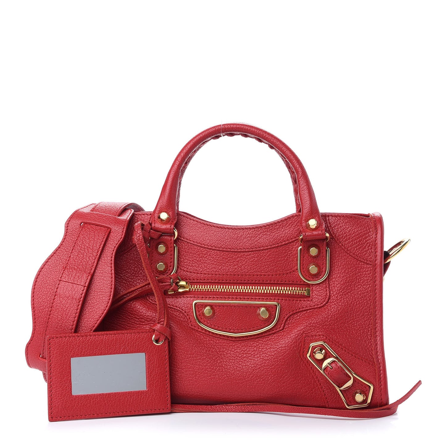 Chevre Gold Metallic Edge Hardware Mini City Rouge Grenade