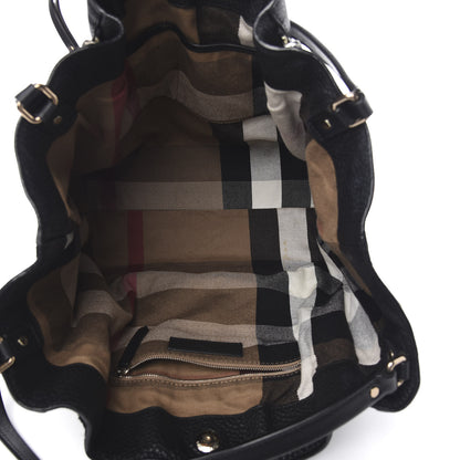 Burberry Grainy Calfskin House Check Medium Maidstone Black 5 of 13