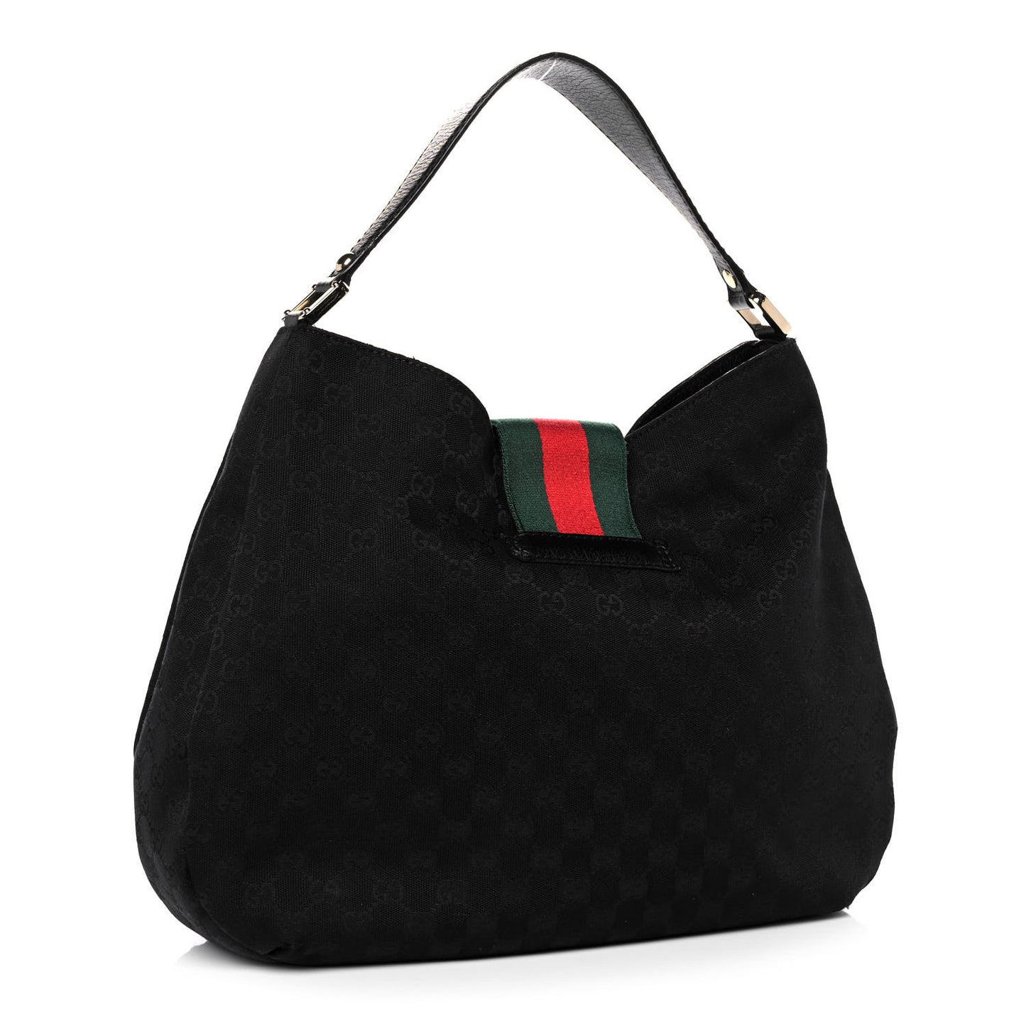 Monogram Large New Ladies Web Hobo Black