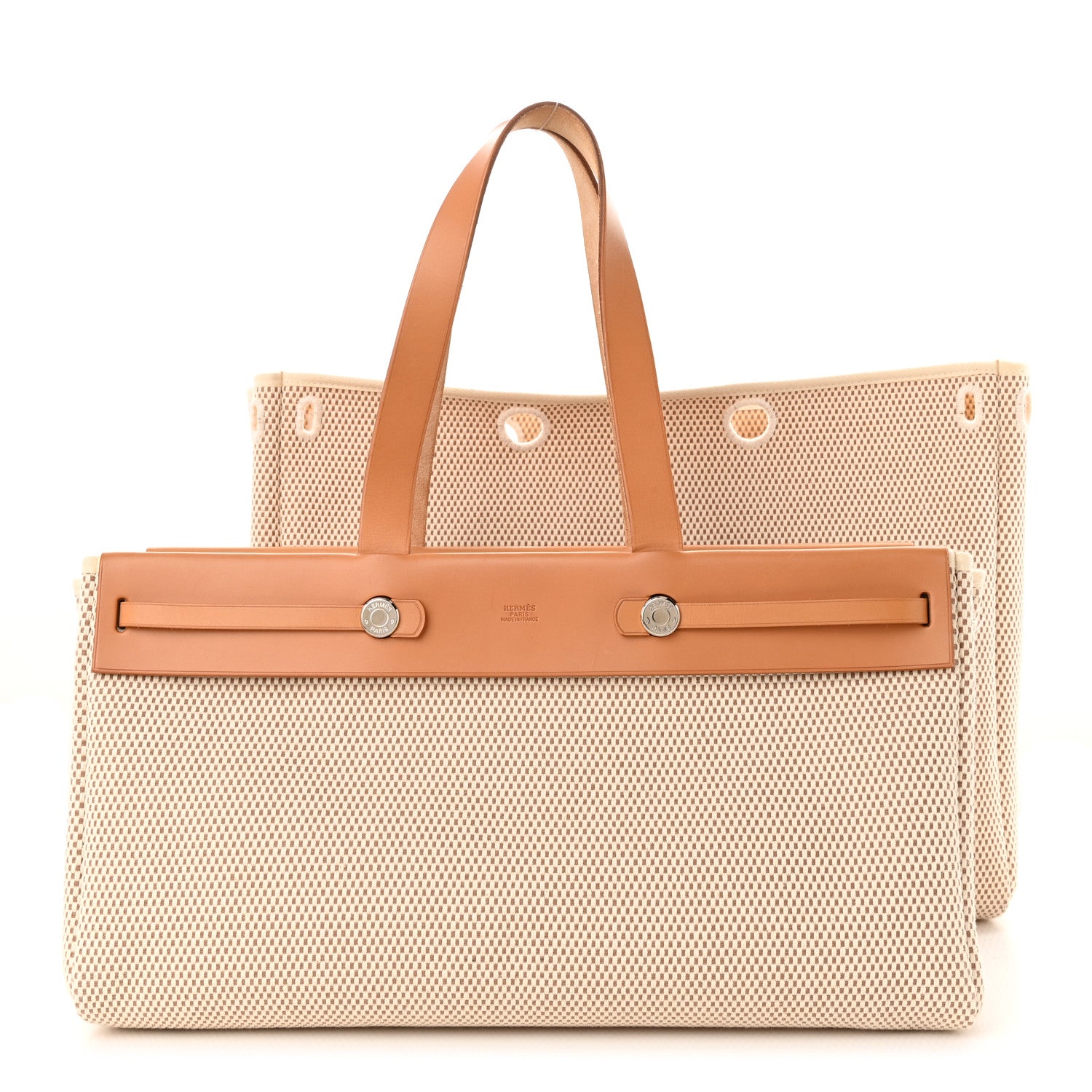 Hermes Toile Vache Hunter Herbag Cabas MM Natural 1 of 13