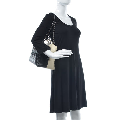 Chanel Calfskin Quilted Large Feather Weight Bowling Bag Black Ivory 2 of 13