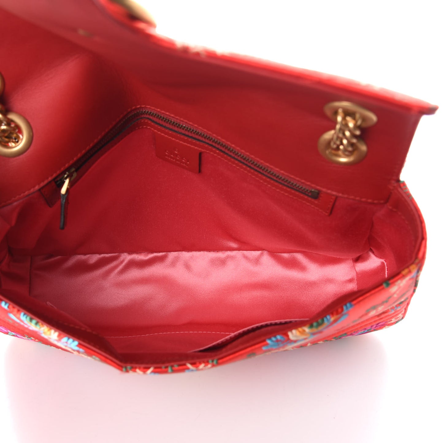 Jacquard Matelasse Floral Medium GG Marmont Shoulder Bag Red