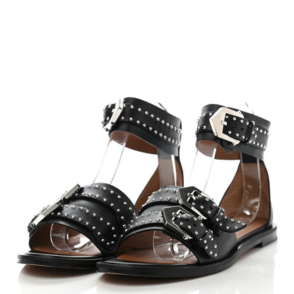 Givenchy Calfskin Studded Elegant Flat Sandals 38.5 Black 3 of 11